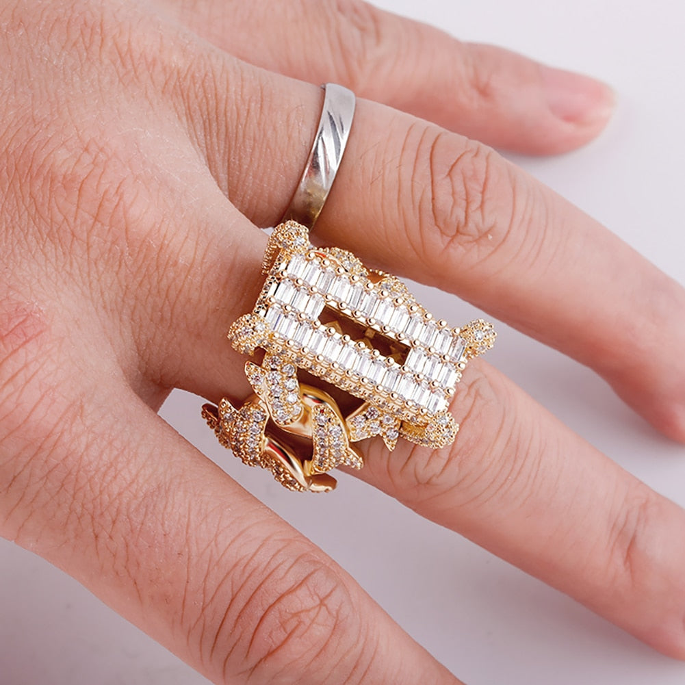 Luxury CZ Rings | Iced Out Ring | Rectangle Diamond Ring