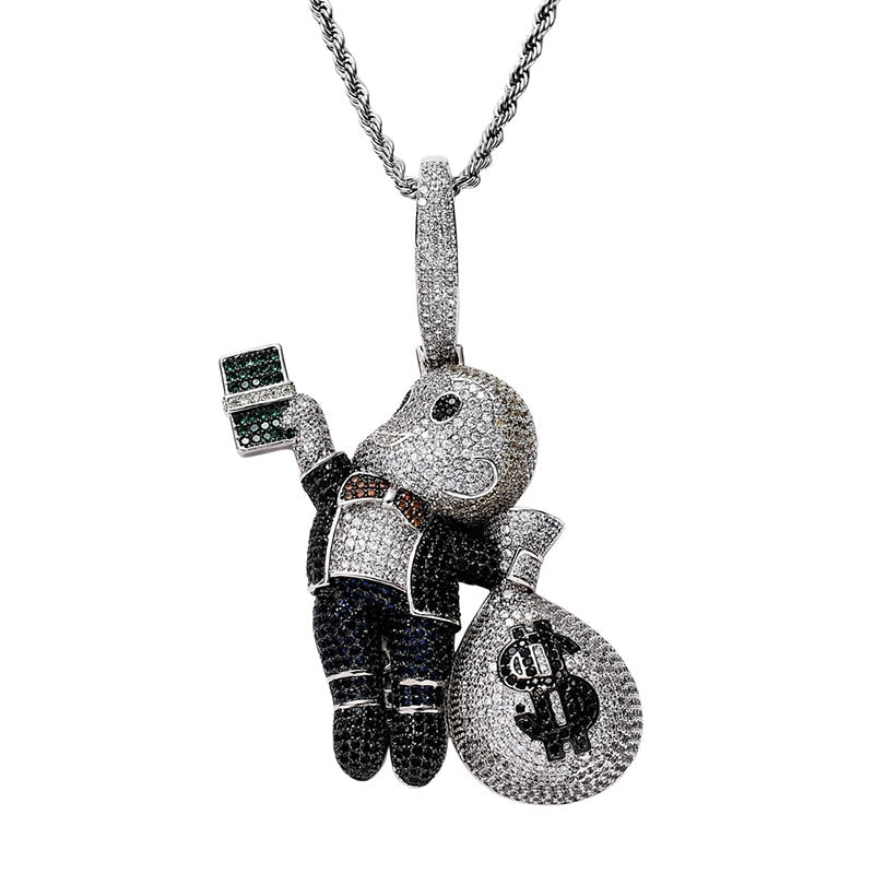 Iced Out Cartoon Pendants | Monopoly Hip Hop | Monopoly Man Pendant