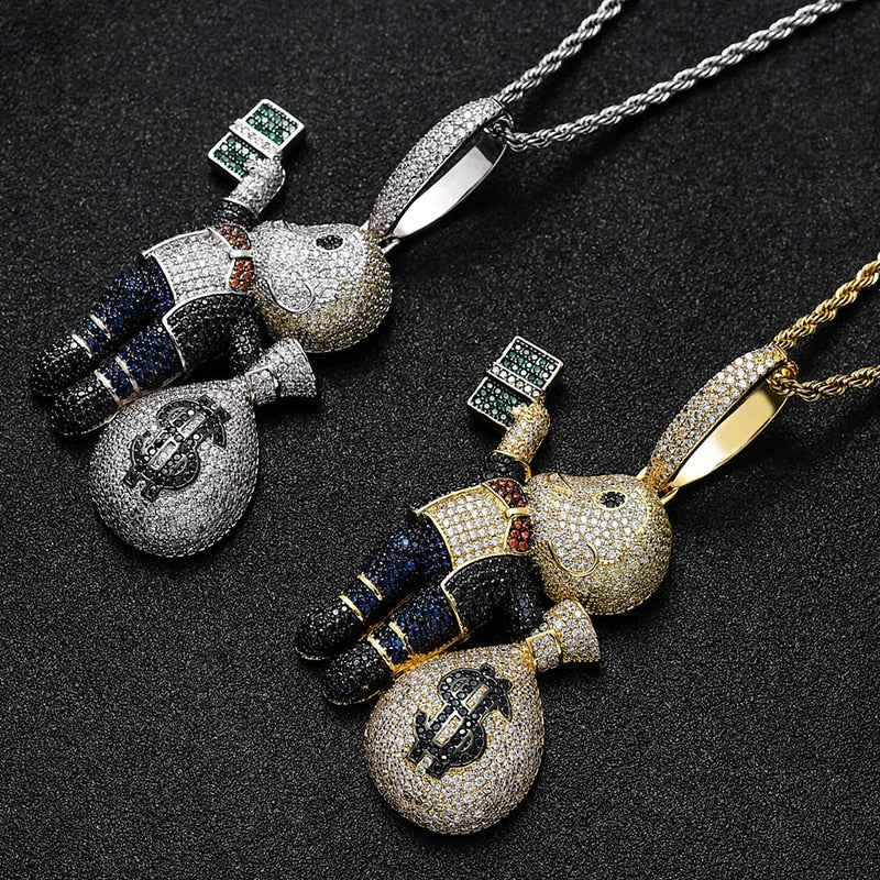 Iced Out Cartoon Pendants | Monopoly Hip Hop | Monopoly Man Pendant