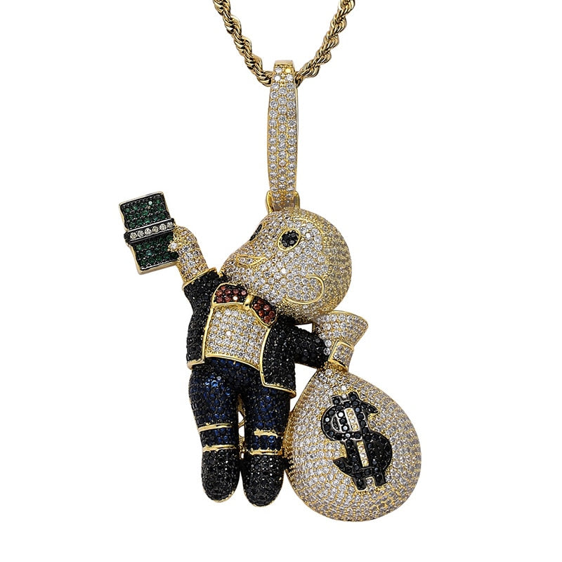 Iced Out Cartoon Pendants | Monopoly Hip Hop | Monopoly Man Pendant