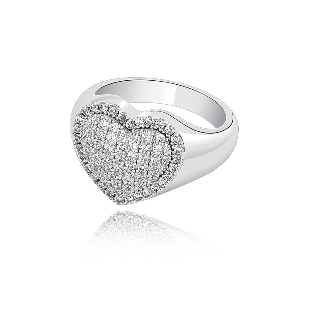 Large Heart CZ Ring | Large Heart Diamond Ring | Heart Ring