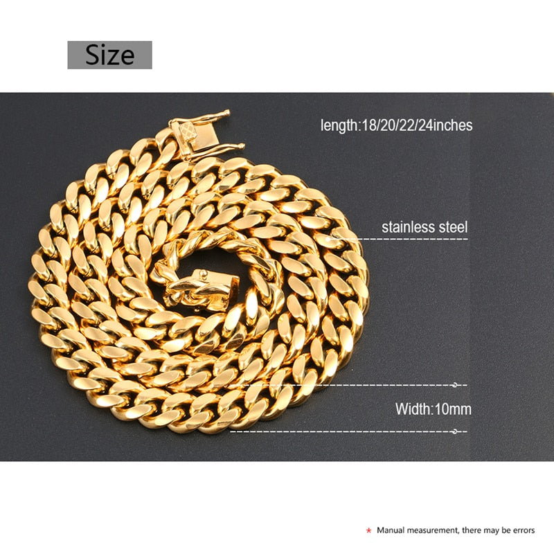 10mm | Stainless Steel Cuban Link Chain and Bracelet | Curb Link Chain