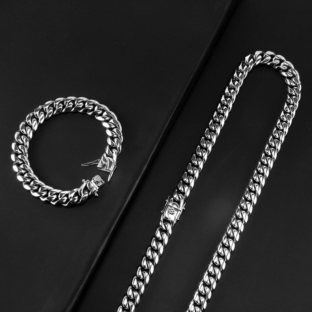 8mm - 16mm | No Fade-Waterproof | Curb Link Chain | Gold Cuban Link Chain | Silver Cuban Link Chain