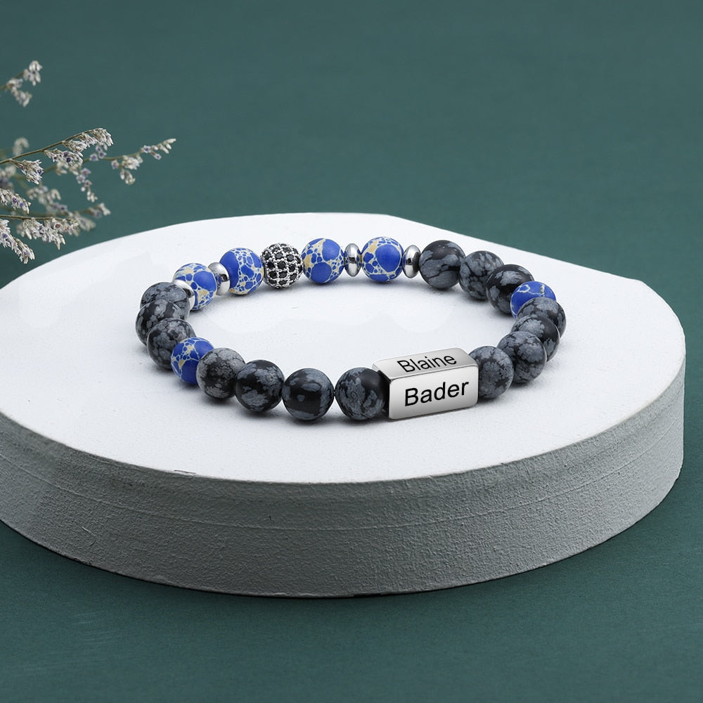 Custom Name Bracelets | Custom Name Bracelet | Customized Name Bracelet | Personalized Mens Bracelet | 4 Names Engraved Bracelets | Custom Beaded Chain Bracelets