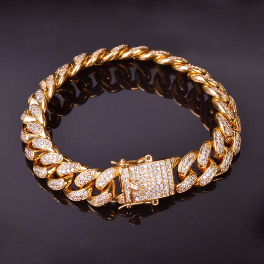 12mm | Cuban Link Bracelet | Iced Out Cuban Link Bracelet | Miami Cuban Link Bracelet