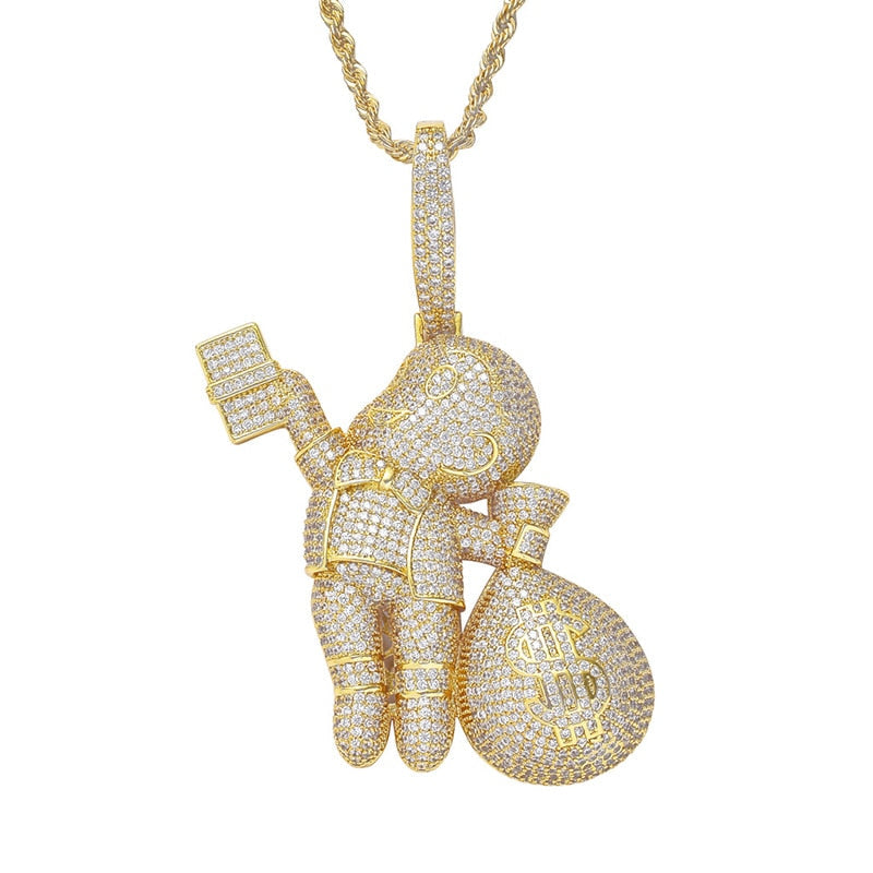 Iced Out Cartoon Pendants | Monopoly Hip Hop | Monopoly Man Pendant