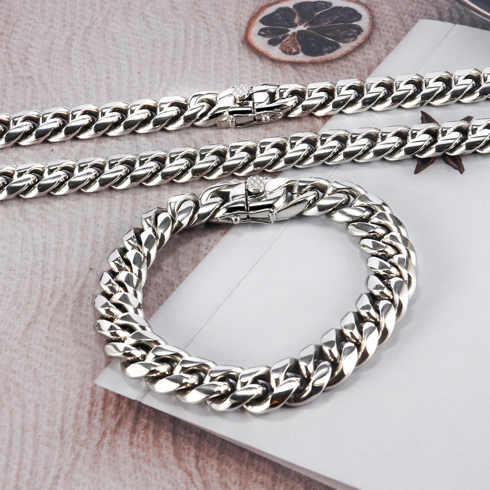 8mm - 16mm | No Fade-Waterproof | Curb Link Chain | Gold Cuban Link Chain | Silver Cuban Link Chain