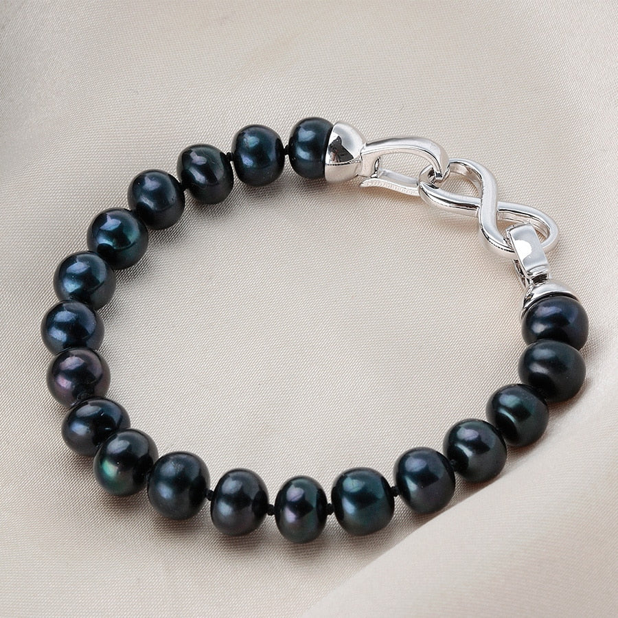 8mm - 9mm | Black Pearl Jewelry | Black Freshwater Pearls Necklace