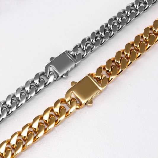 5mm - 18mm | No Fade - Waterproof | Cuban Link Chain | 316L Stainless Steel Cuban Link Chain and Bracelet