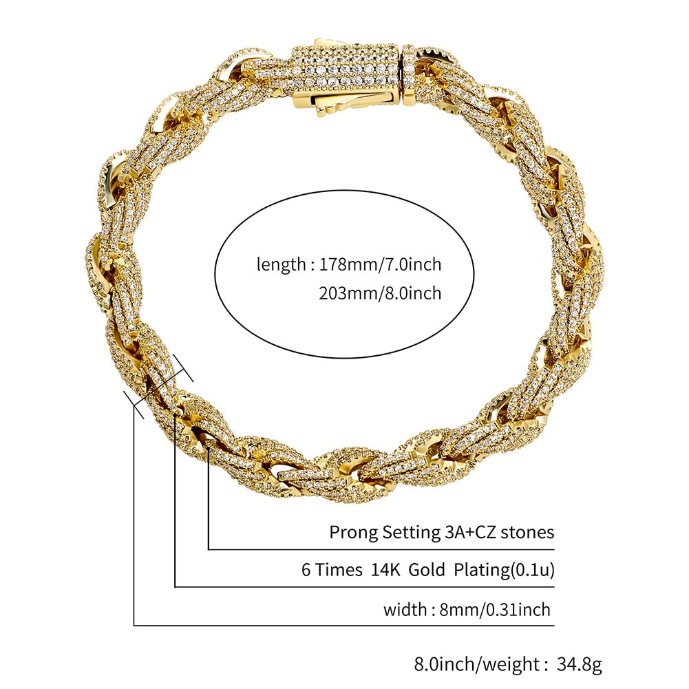 8mm Gold Rope Chain | Silver Rope Chain | Thick Rope Chain Gold