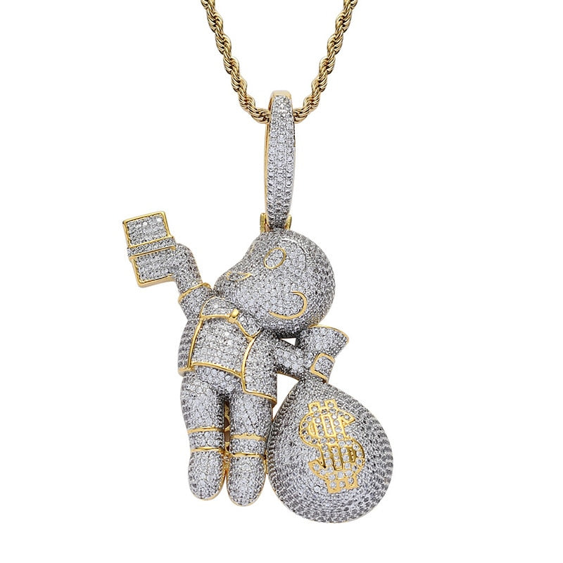 Iced Out Cartoon Pendants | Monopoly Hip Hop | Monopoly Man Pendant