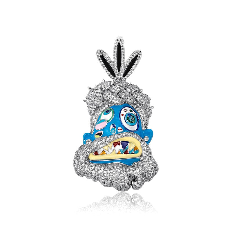 Iced Out Cartoon Pendants | Smurf Pendant | Hip Hop Jewelry Pendants