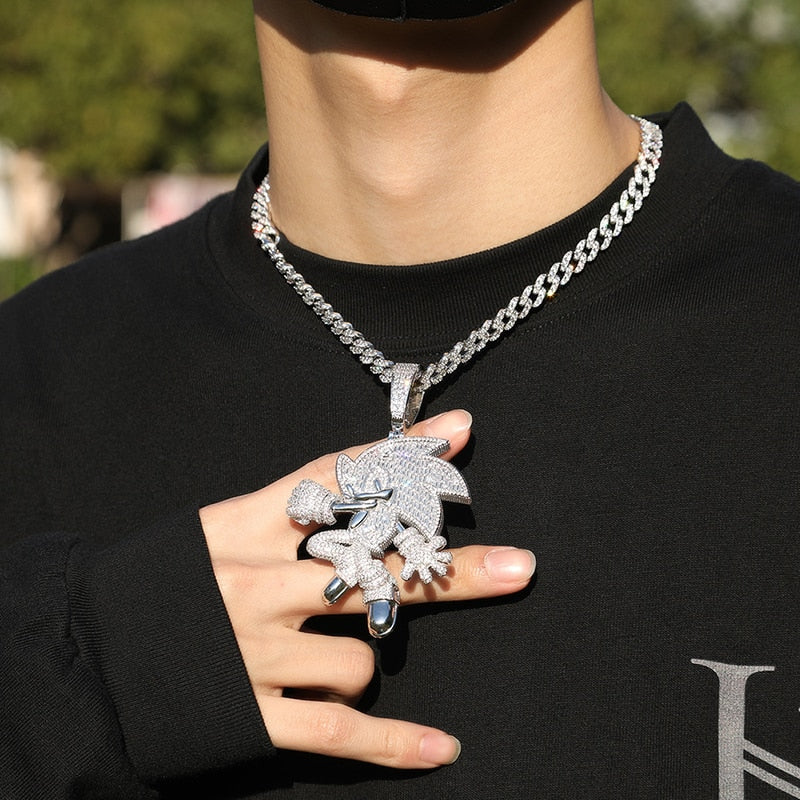 Iced Out Cartoon Pendants | Sonic Pendants | Hedgehog Pendant