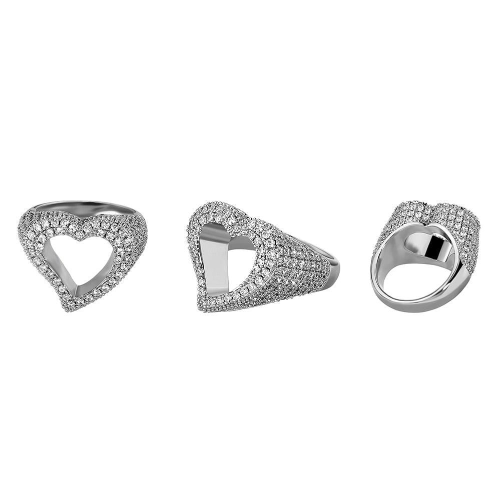 Large Heart CZ Ring | Large Heart Diamond Ring | Heart Ring