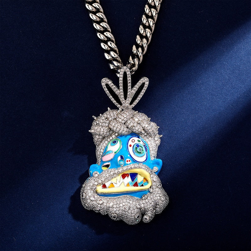 Iced Out Cartoon Pendants | Smurf Pendant | Hip Hop Jewelry Pendants