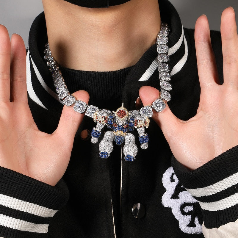 Iced Out Cartoon Pendants | Transformers Necklace | Hip Hop Jewelry Pendants