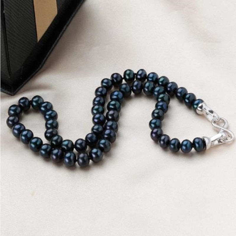 8mm - 9mm | Black Pearl Jewelry | Black Freshwater Pearls Necklace