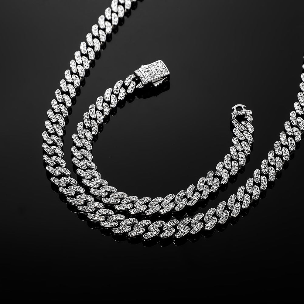 9mm | Waterproof - No Fading | Stainless Steel Diamond Cuban Link Chain | Stainless Steel Cuban Link Chain and Bracelet