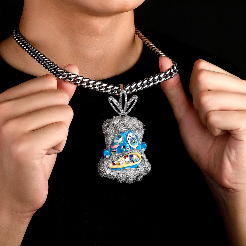 Iced Out Cartoon Pendants | Smurf Pendant | Hip Hop Jewelry Pendants