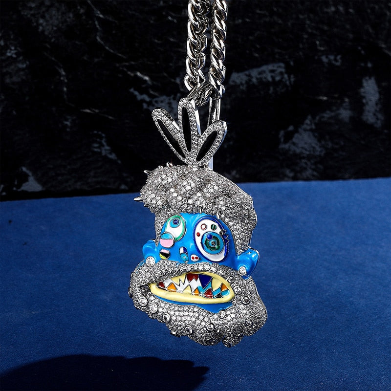 Iced Out Cartoon Pendants | Smurf Pendant | Hip Hop Jewelry Pendants